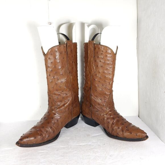 Lone Star Women’s US7B Brown Leather Full Quill Full Ostrish Western Boots - Picture 5 of 16